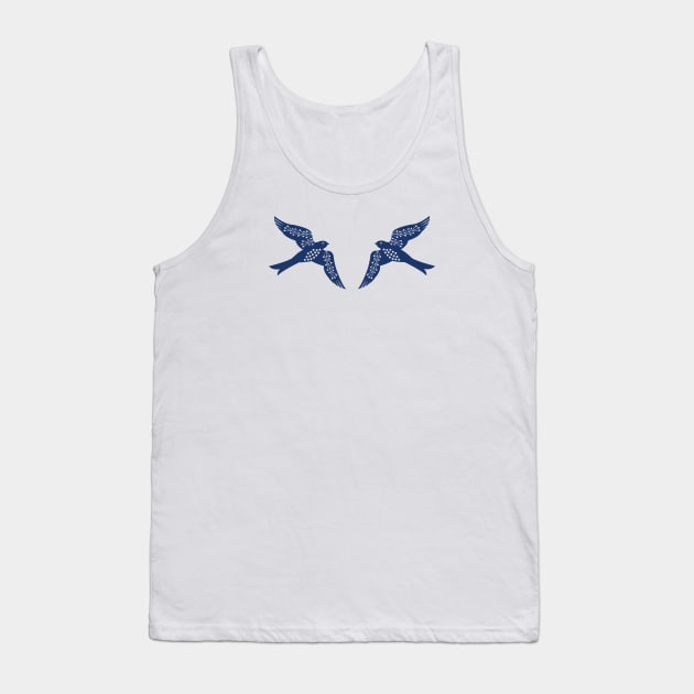 Folk Birds navy Tank Top by Maggiemagoo Designs